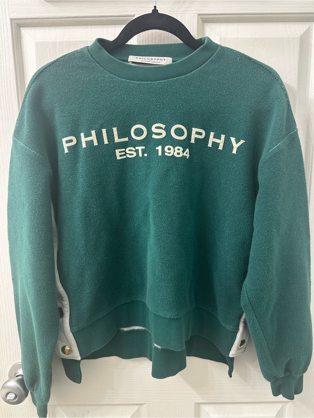 Philosophy di Lorenzo Serafini Teal Crewneck Sweatshirt with White Logo